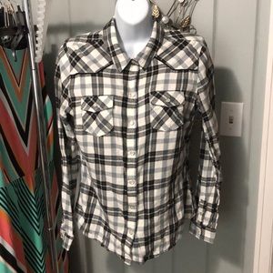 Mossimo Black plaid flannel shirt size medium